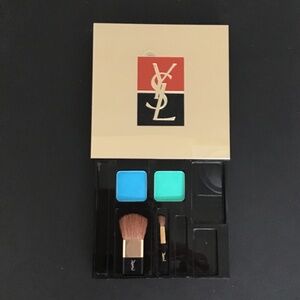 YSL Large (5”x5”) limited edition logo eyeshadow palette + two YSL mini brushes